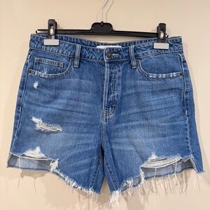 Stylish Blue Distressed Denim Shorts